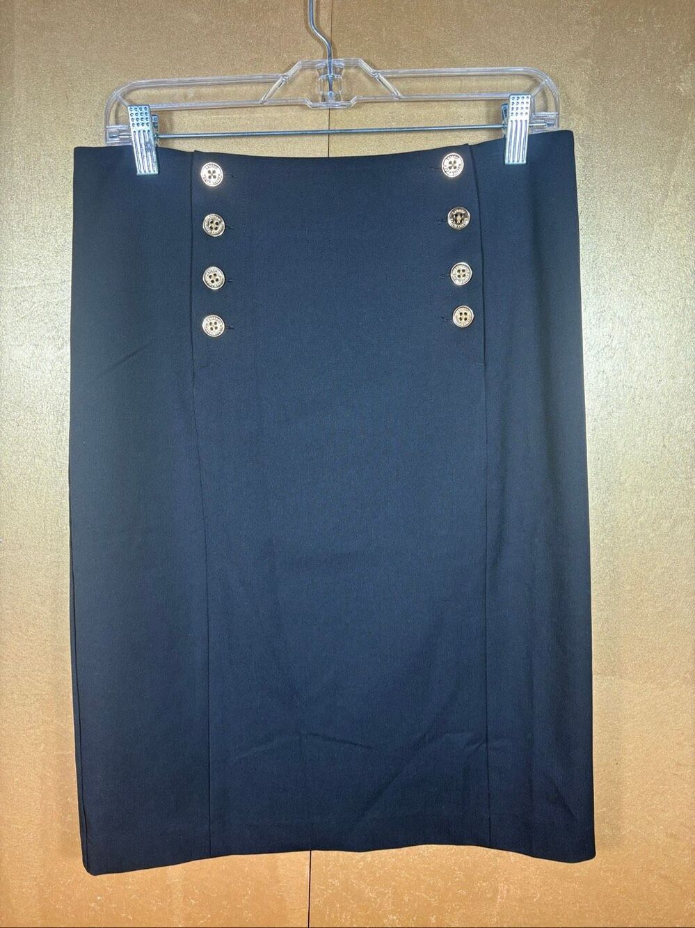 Lauren Ralph Lauren gold button accent front pencil skirt size 10